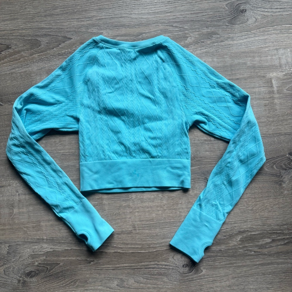 JoyLab Women’s Size Small Aqua Blue Cropped Long Sleeve Top Altleisure - Picture 3 of 7